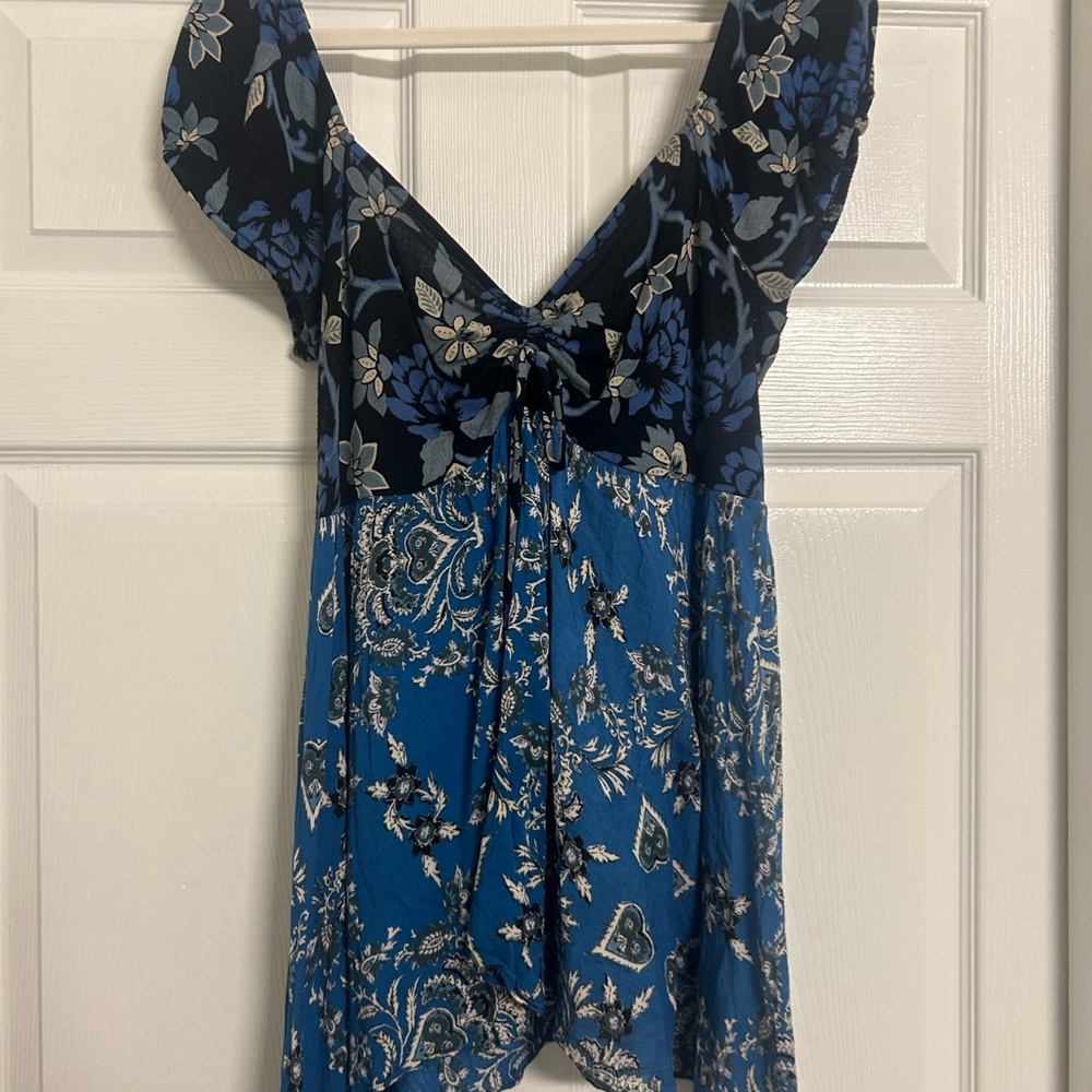 Free People Blue Blouse Top